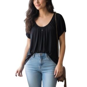 Rachel Pally Tee Shirt Women's Med Vintage Black Angel Fairy Grunge Round Y2K